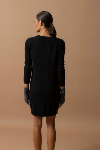 Abito Joy - 100% cashmere 2 fili - Collo a V - Nero