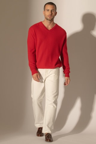 Maglia Alexander 100% cashmere - Collo a V - Rosso