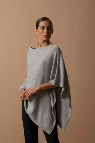 Poncho Georgia - 100% cashmere 4 fili - Grigio melange