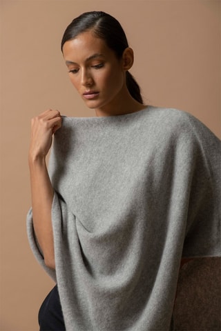 Poncho Georgia - 100% cashmere 4 fili - Grigio melange