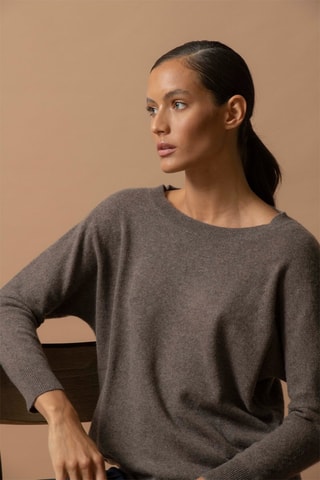 Maglia Molly - 100% cashmere 2 fili - Taupe melange