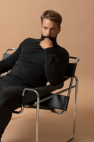 Maglia Trevor - 100% cashmere 2 fili - Collo dolcevita - Nero