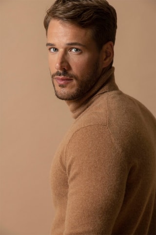 Maglia Trevor - 100% cashmere 2 fili - Collo dolcevita - Nocciola