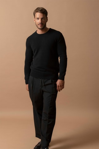 Maglia Eden - 100% cashmere 4 fili - Collo rotondo - Nero, 310 g