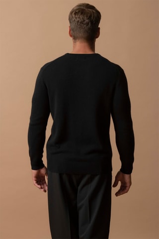 Maglia Eden - 100% cashmere 4 fili - Collo rotondo - Nero, 310 g