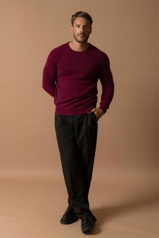 Maglia Eden - 100% cashmere 4 fili - Collo rotondo - Bordeaux, 310 g