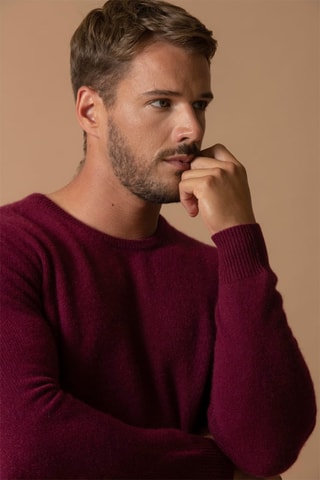 Maglia Eden - 100% cashmere 4 fili - Collo rotondo - Bordeaux, 310 g
