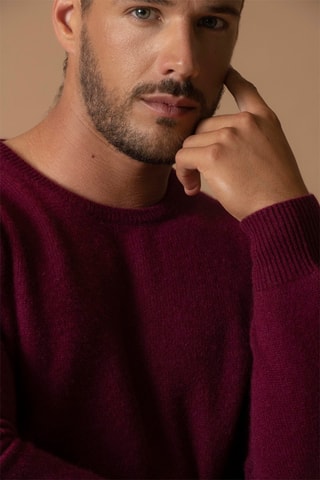 Maglia Eden - 100% cashmere 4 fili - Collo rotondo - Bordeaux, 310 g