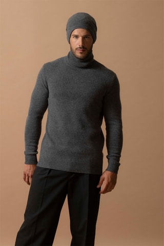 Maglia Marius - 100% cashmere 4 fili - Collo dolcevita - Antracite melange, 340 g