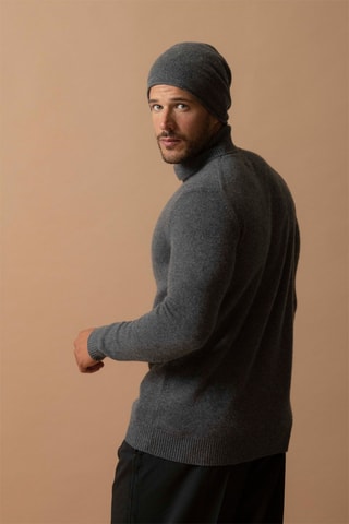 Maglia Marius - 100% cashmere 4 fili - Collo dolcevita - Antracite melange, 340 g