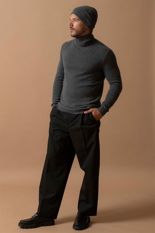 Maglia Marius - 100% cashmere 4 fili - Collo dolcevita - Antracite melange, 340 g