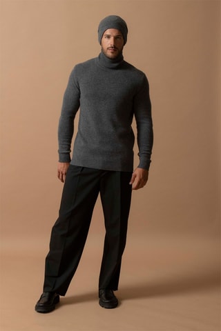 Maglia Marius - 100% cashmere 4 fili - Collo dolcevita - Antracite melange, 340 g