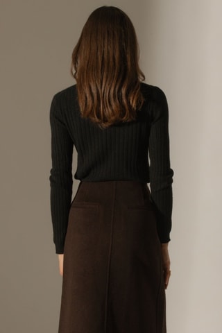 Maglia intrecciata Kylie 100% cashmere - Collo rotondo - Nero