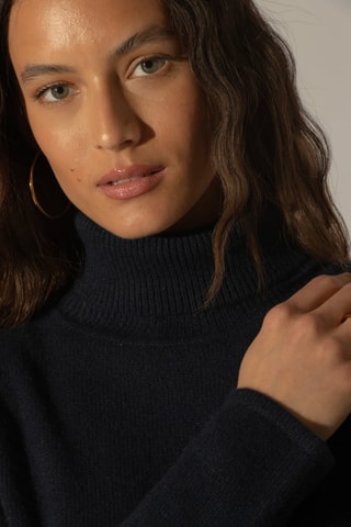 Maglia Willow 100% cashmere, 4 fili - Collo dolcevita - Navy, 267 g