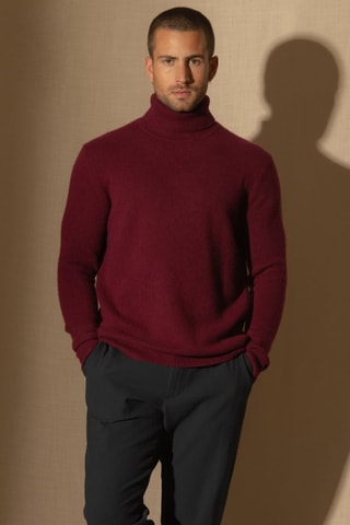 Maglia Marius 100% cashmere, 4 fili - Collo dolcevita - Bordeaux - 340 g