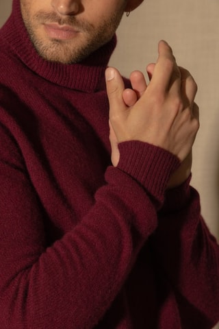 Maglia Marius 100% cashmere, 4 fili - Collo dolcevita - Bordeaux - 340 g