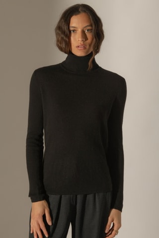 Maglia Ashley 100% cashmere, 2 fili - Collo dolcevita - Nero