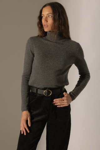 Maglia Ashley 100% cashmere, 2 fili - Collo dolcevita - Antracite melange