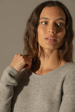 Maglia Marya 100% cashmere, 4 fili - Collo rotondo - Grigio melange