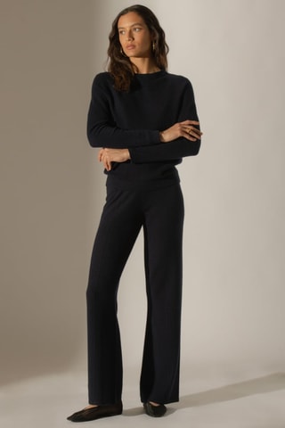 Maglia Whitney 100% cashmere, 2 fili - Collo rotondo - Navy