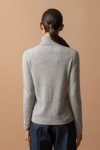 Maglia Ashley - 100% cashmere 2 fili - Collo dolcevita - Grigio melange