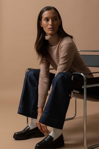 Maglia Tracy - 100% cashmere 2 fili - Collo dolcevita -  Cammello melange