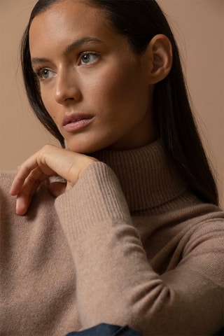 Maglia Tracy - 100% cashmere 2 fili - Collo dolcevita -  Cammello melange