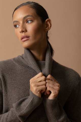 Maglia Tracy - 100% cashmere 2 fili - Collo dolcevita - Taupe melange