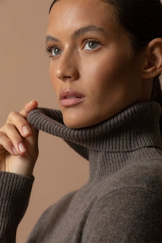 Maglia Tracy - 100% cashmere 2 fili - Collo dolcevita - Taupe melange