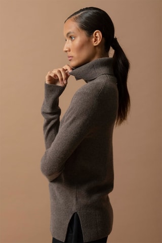 Maglia Tracy - 100% cashmere 2 fili - Collo dolcevita - Taupe melange