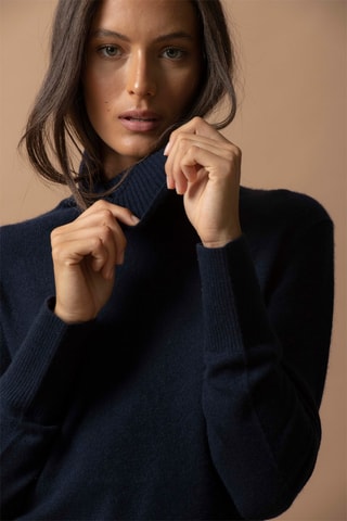 Maglia Tracy - 100% cashmere 2 fili - Collo dolcevita - Navy