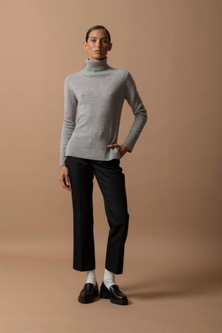 Maglia Tracy - 100% cashmere 2 fili - Collo dolcevita - Grigio melange