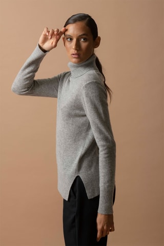 Maglia Tracy - 100% cashmere 2 fili - Collo dolcevita - Grigio melange