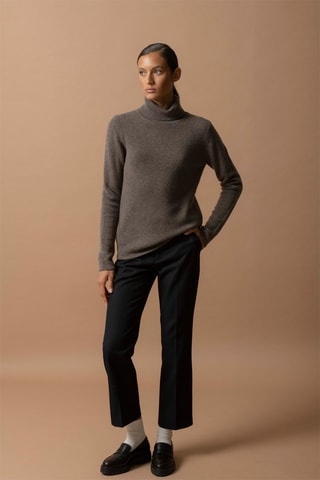 Maglia Willow - 100% cashmere 4 fili - Collo dolcevita - Taupe melange, 267 g