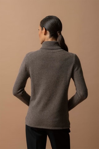 Maglia Willow - 100% cashmere 4 fili - Collo dolcevita - Taupe melange, 267 g