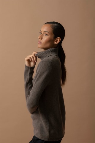 Maglia Willow - 100% cashmere 4 fili - Collo dolcevita - Taupe melange, 267 g