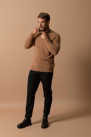 Maglia Marius - 100% cashmere 4 fili - Collo dolcevita - Nocciola, 340 g