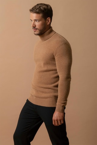Maglia Marius - 100% cashmere 4 fili - Collo dolcevita - Nocciola, 340 g