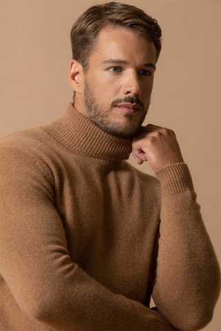 Maglia Marius - 100% cashmere 4 fili - Collo dolcevita - Nocciola, 340 g