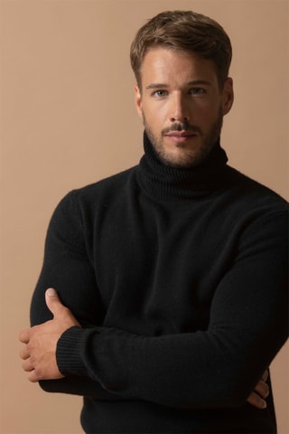 Maglia Marius - 100% cashmere 4 fili - Collo dolcevita - Nero, 340 g
