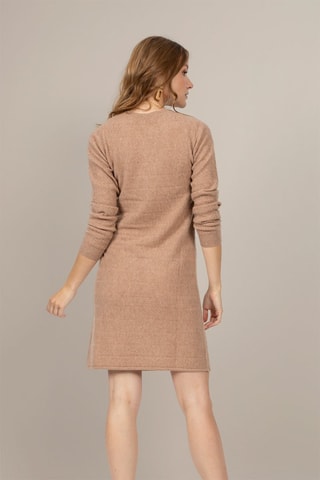 Abito Lola 100% cashmere, 2 fili - Collo rotondo - Cammello melange
