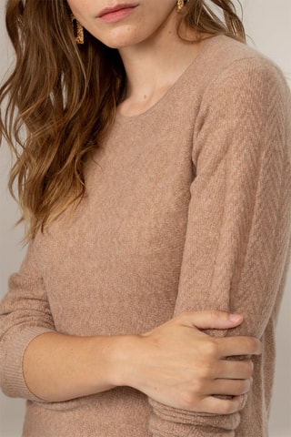 Abito Lola 100% cashmere, 2 fili - Collo rotondo - Cammello melange