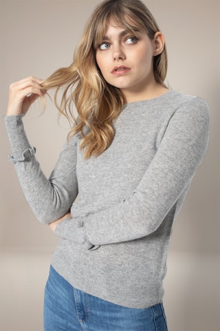 Maglia Luing 100% cashmere, 2 fili - Collo rotondo - Grigio chiaro melange