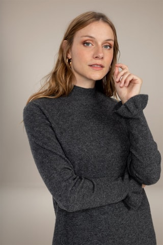 Abito Lyamia 100% cashmere, 2 fili - Collo alto - Antracite melange