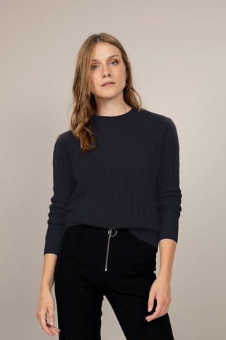 Maglia Maelle 100% cashmere, 2 fili - Collo rotondo - Navy