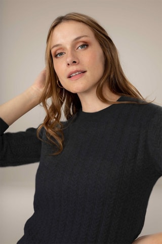 Maglia Maelle 100% cashmere, 2 fili - Collo rotondo - Navy