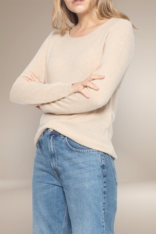 Maglia Oprah 100% cashmere, 2 fili - Collo rotondo - Beige
