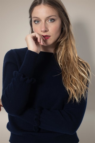 Maglia Luing 100% cashmere, 2 fili - Collo rotondo - Navy