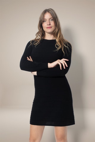 Abito Lola 100% cashmere, 2 fili - Collo rotondo - Nero