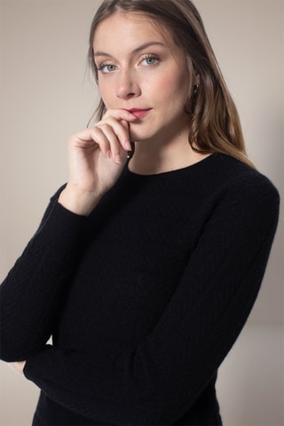 Abito Lola 100% cashmere, 2 fili - Collo rotondo - Nero
